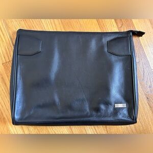 Calvin Klein Black Genuine Leather Laptop/Document Clutch